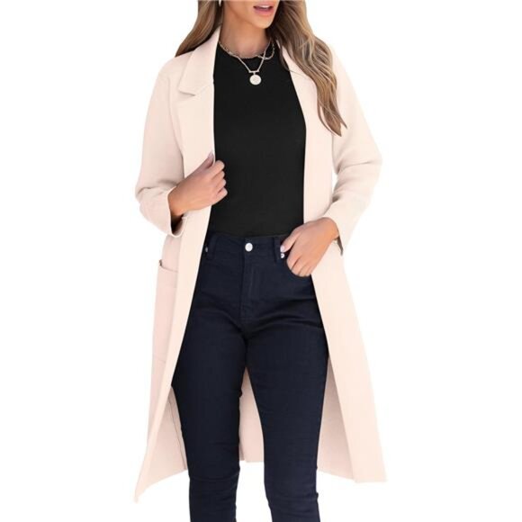 Women Cardigan Sweater Jackets Open Front Beige